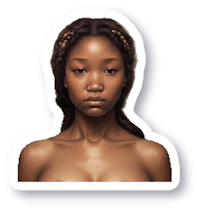 a sticker of a woman with braids on her face